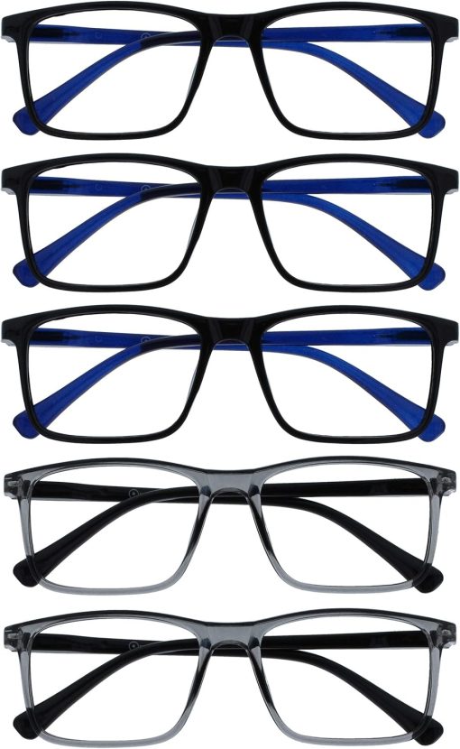 OPULIZE Ink Reading Glasses 5 Pack Large Rectangular Frame Spring Hinges Scratch Resistant Mens Womens RRRRR4 - Image 7