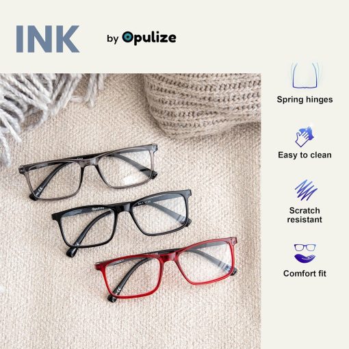 OPULIZE Ink Reading Glasses 5 Pack Large Rectangular Frame Spring Hinges Scratch Resistant Mens Womens RRRRR4 - Image 4